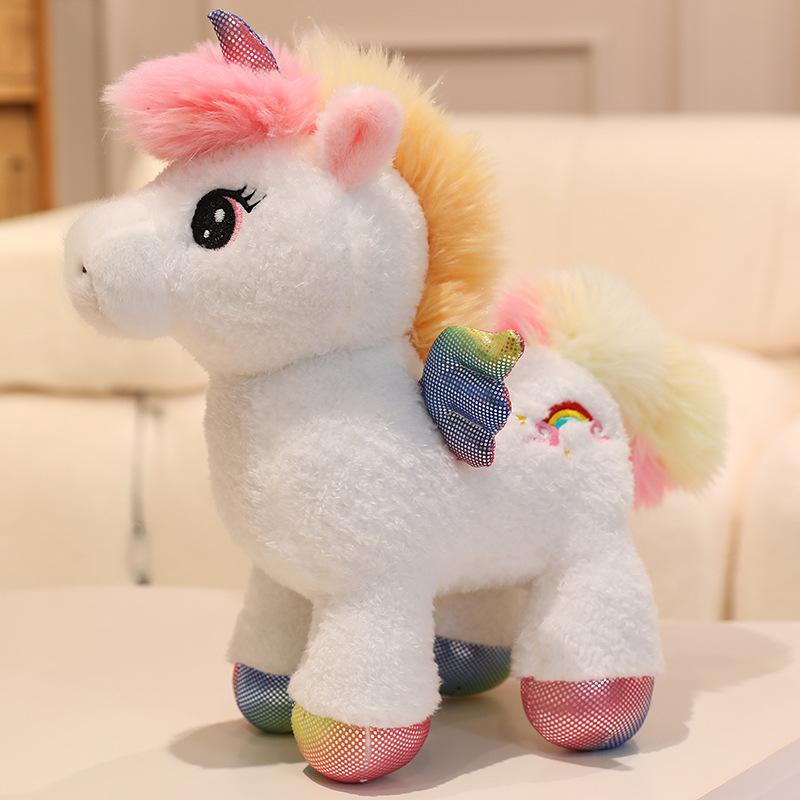 Rainbow Unicorn Plush Toy Standing Pegasus Stuffed Animal - Cute Companion Gift for Girls Birthday