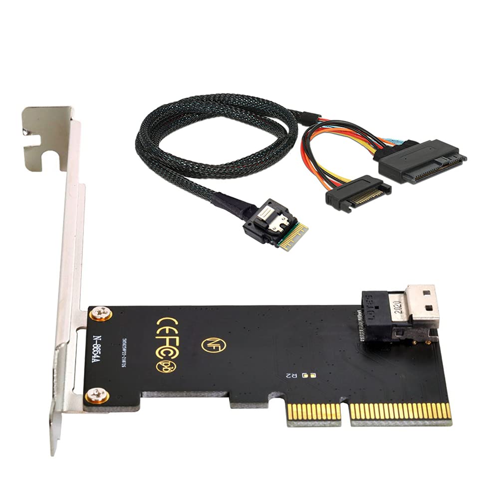 NFHK U.2 SFF-8639 NVMe PCIe SSD Cable and PCI-E 3.0 4.0~SFF-8654 SAS Card Adapter