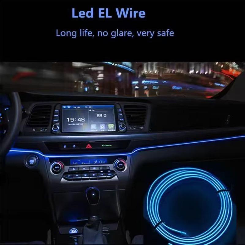 3/5M Car Interior Led Decorative Lamp EL Wiring Neon Strip For Auto DIY Flexible Ambient Light USB Party Atmosphere Diode