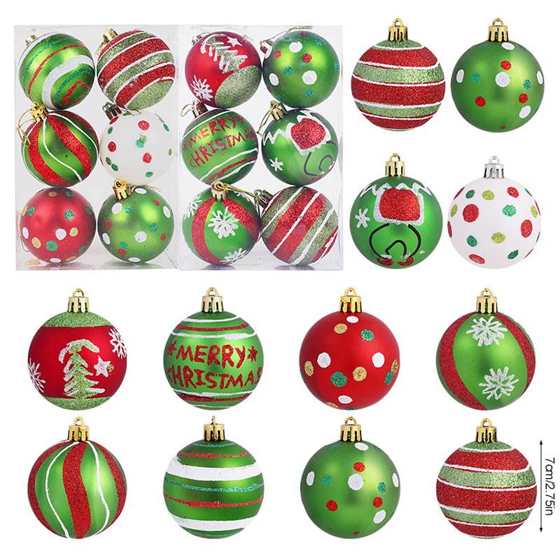 12Pcs 6cm Christmas Tree Ball Ornament Plastic Hanging Glitter Elf Ball for Christmas Home Decoration 2026 New Year Holiday Gift