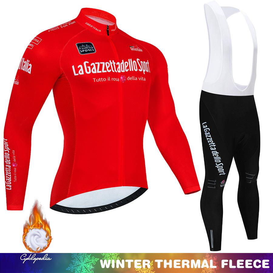 2026 Winter Fleece Cycling Suit Set Tour De France Winter Mountain Bike Long Sleeve Cycling Suit Strap Set Spring and Autumn Fleece Winter Suit