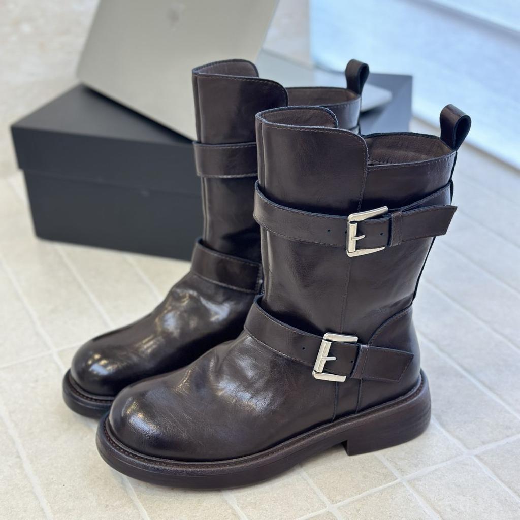 Thick-soled Belt Buckle Knight Boots Women's Autumn 2025 New Fashionable Versatile Lightweight Height Increase Casual Martin Boots Tide