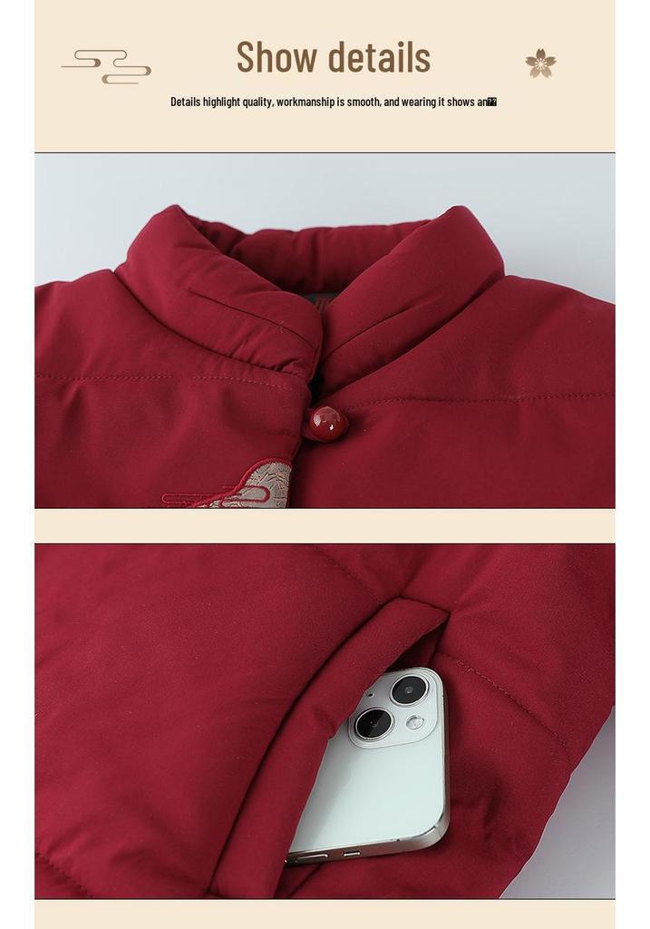 Women's Winter Cotton Coat for Middle-Aged and Elderly: Grandma's Jacket, Stylish and Festive for 60-70 Year-Olds
