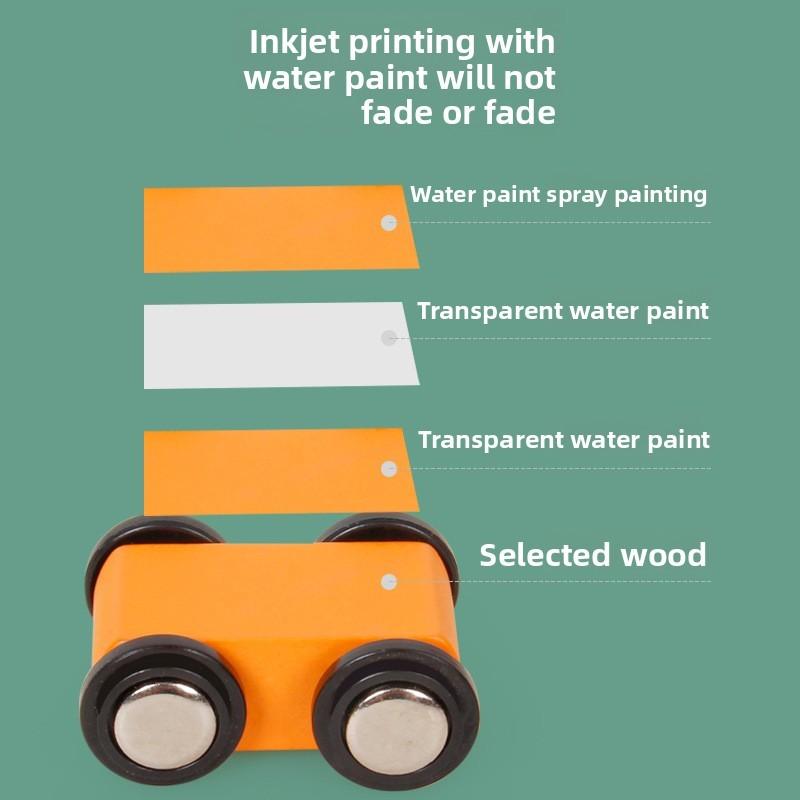 Six Layer Bright Color Glide Car Wooden Construction Toy For Kids Play And Development