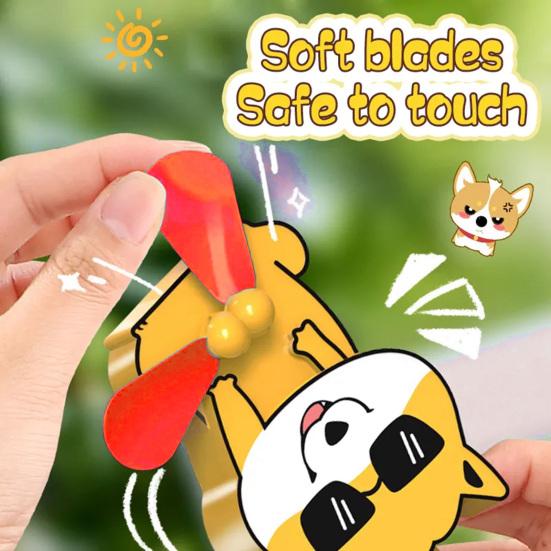 Prank Cat Fan Keychain Pendant Playful Animal Doll Propeller Keychain Bag Backpack Belt Loop Keyring