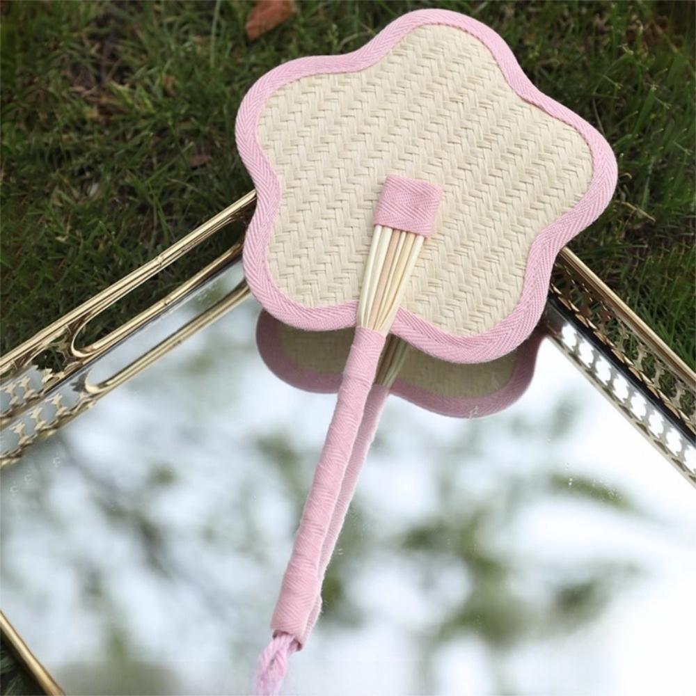 Lightweight Weaving Hand Fan with Colorful Edging Cooling Fan Natural Handmade Raffia Fans  Summer