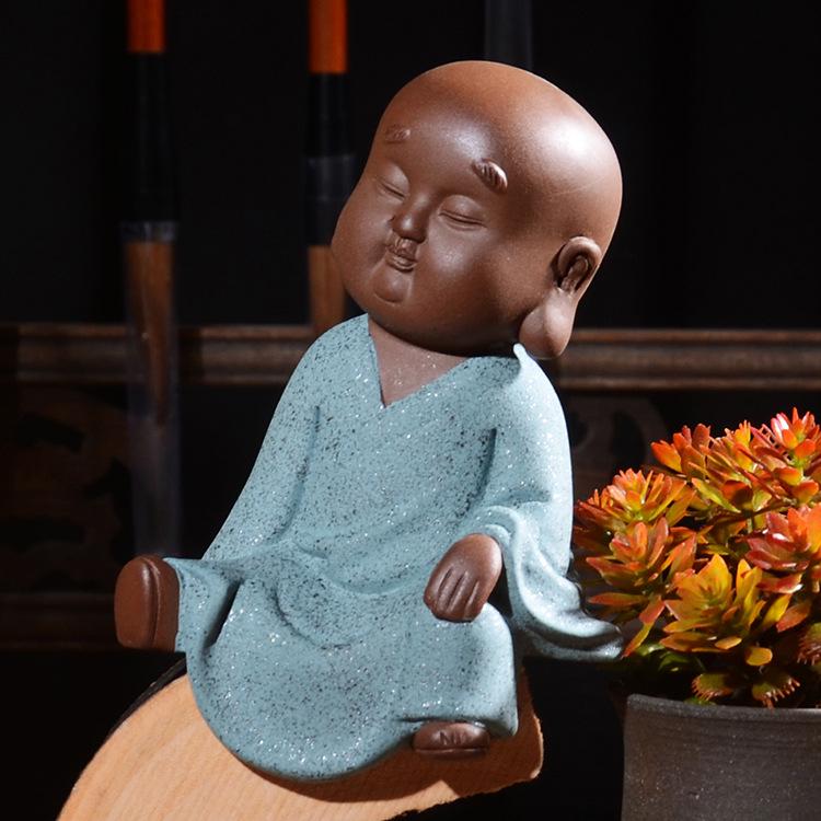Zen Novice Monk Zisha Ceramic Figurine - Creative Home Tea Pet Ornament