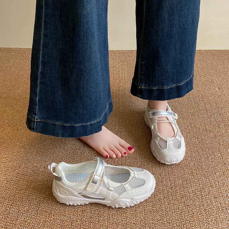 Super Fire Ballet Women 2025 Summer New Thick-soled Mary Jane Velcro Sports Mesh Breathable Single Shoes