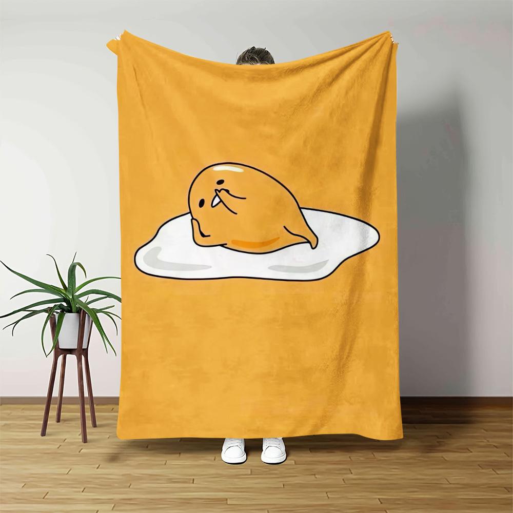 1 Gudetama Lazy Egg Flannel Blanket 2D Single Print Cute Warm Cozy Blanket Home Bedroom Living Room Dorm Kids Room Sanrio Decor
