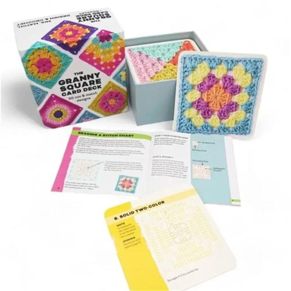 Embroidery Thread Granny Square Card Deck Braided Rope Knitting Kit  for Adults