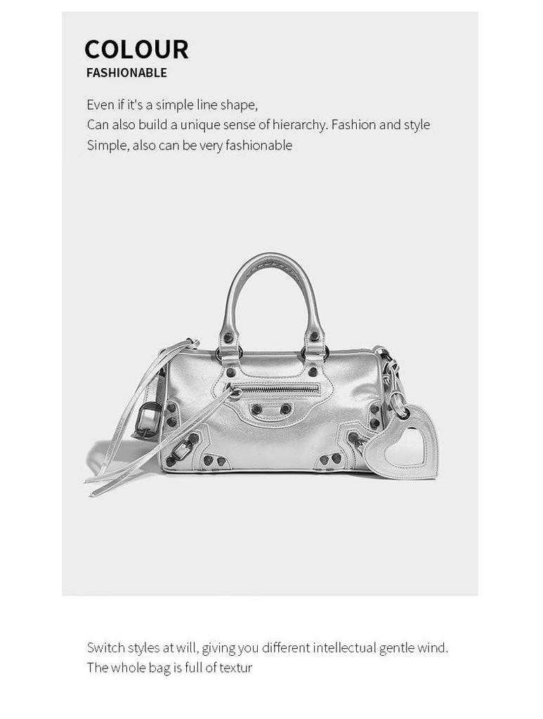 Stylish Dark Rivet Motorcycle Bag – High-End, Large-Capacity Shoulder/Crossbody Tote for Trendy Women