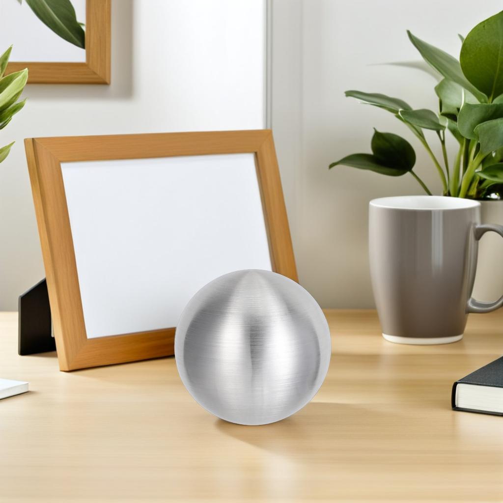 Satin Brushed Ball Ornament Modern Decorative Metal Sculpture Home Office Living Room Desk Table Centerpiece Stylish Display