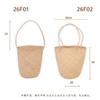 Rattanhaut einzelne Schulter Rattan Gras gewebte Tasche einfache literarische und kreative Retro-Handwerkstasche Urlaubs-Strandtasche