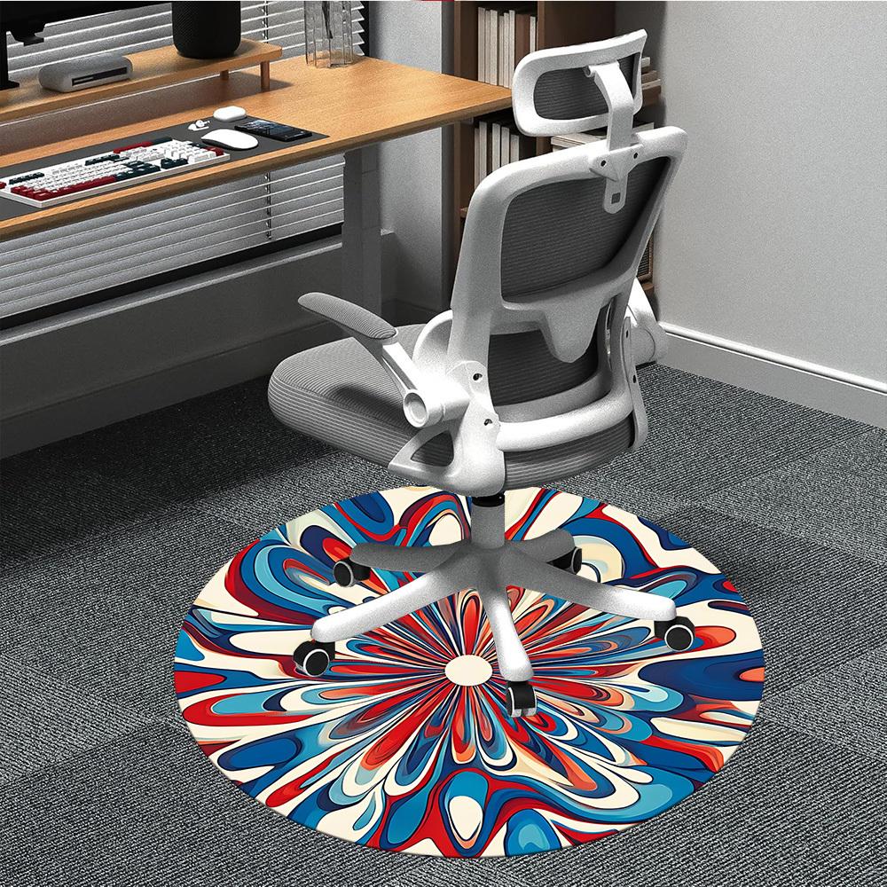 

1pc Floral Abstract Office Round Area Rug, Indoor Mat Suitable For Office, Under Office Chairs Bedroom Living Room Home Decor, Room Deco 80cm