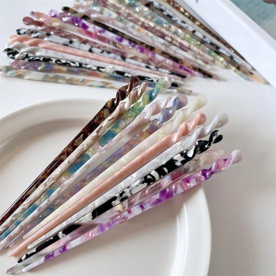 Verdrehte Form Exquisit Elegant Einfach Haarstab Vintage Chinesischer Stil Acetatplatte Haarstäbchen Haaraccessoires