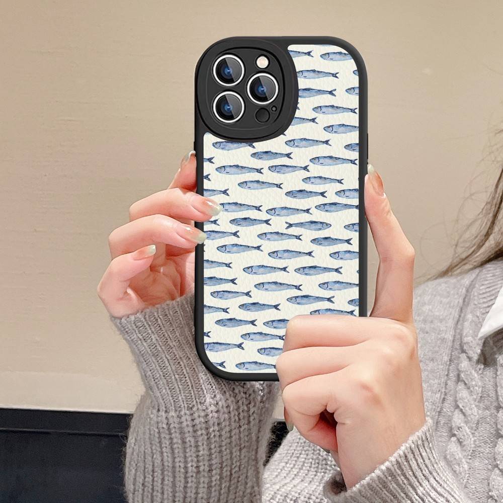 Sardines Phone Case For IPhone 16 15 14 13 12 11 Pro Max Plus Leather Cover