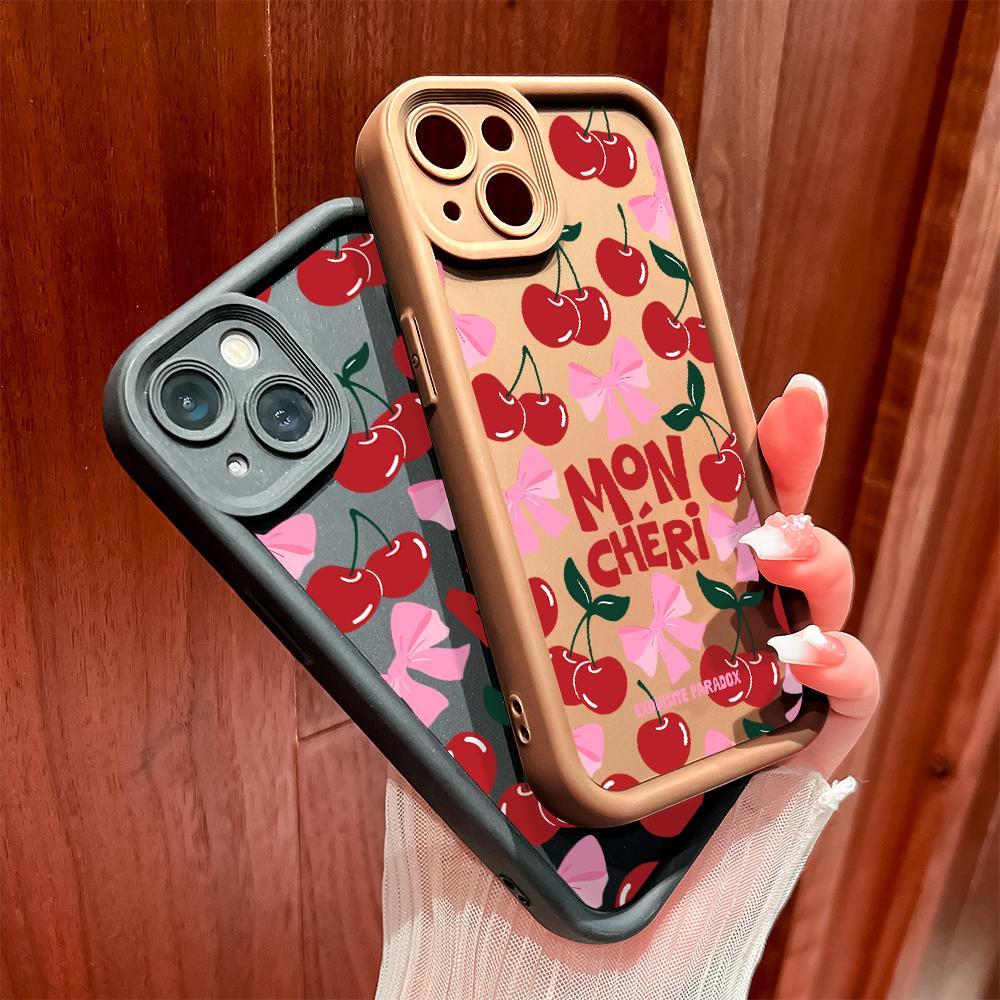 OPPO A38 A18 A57s A57 A60 Reno11 F Reno12 FS Moto G10 G20 G30 G22 Realme C53 C63 Cherry Bow Pattern სრული ლინზების დამცავი ტელეფონის რბილი ქეისი