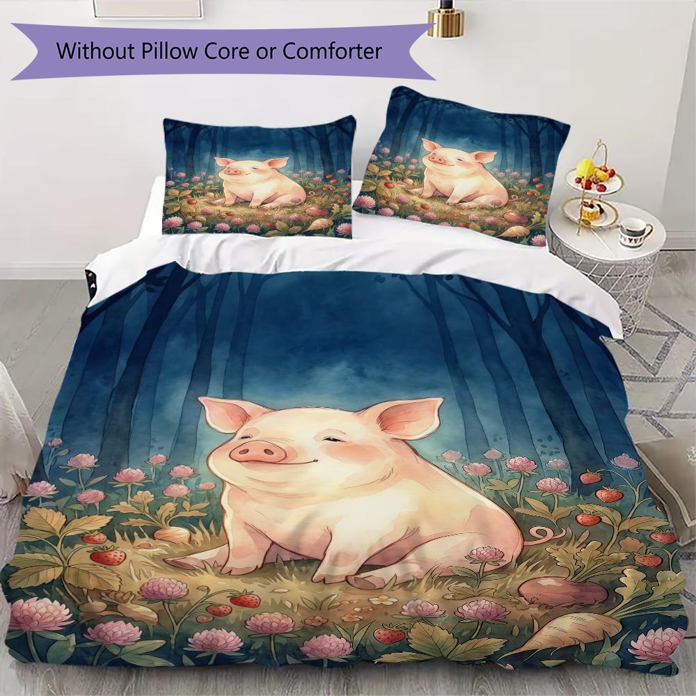 Healing animals Pattern Bedding uilt Set uilt Cover Pillowcase Home Decoration Birthday Gift (1 * duvet cover + 2 * pillowcase without core)