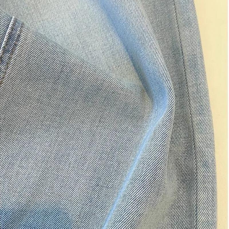 Damen Petite Hellblaue High-Waist Straight-Leg Jeans - Herbst 2024 Schlankmachende Lockere Passform Weitbeinige Hose