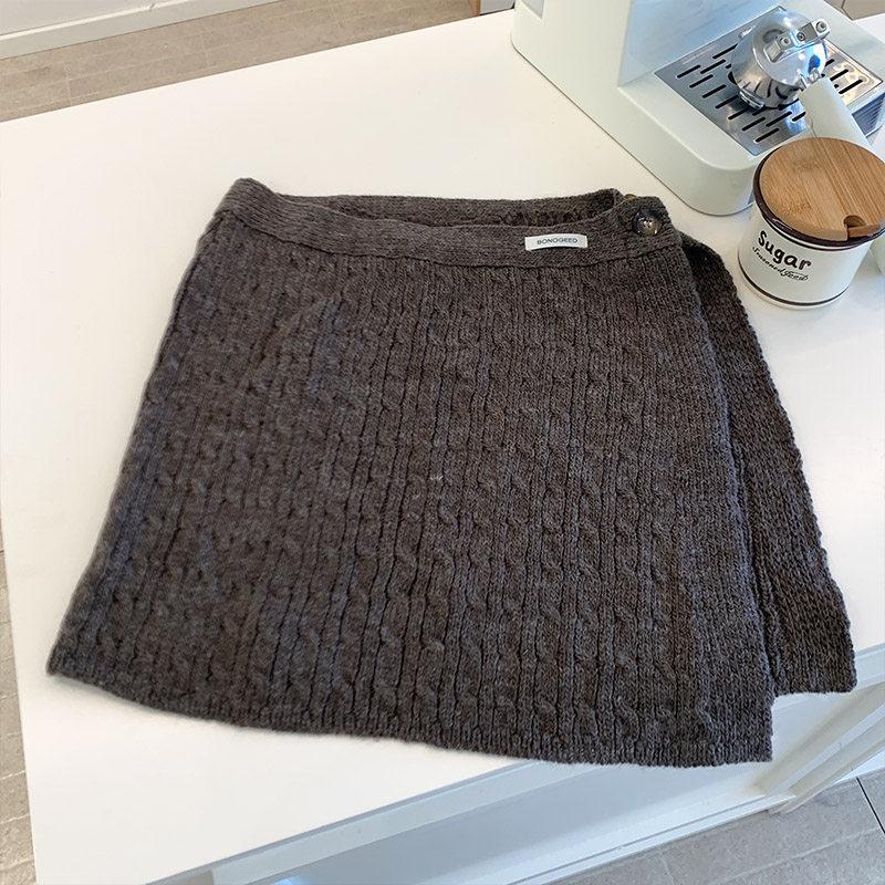 Korean-Style Women s Warm Knit Half Skirt for Autumn Winter One Size