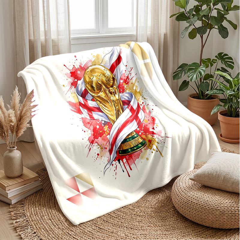England Football Printed Flannel Blanket Skin Friendly Warm Decorative Throw for Indoor Couch Bed Daily Use