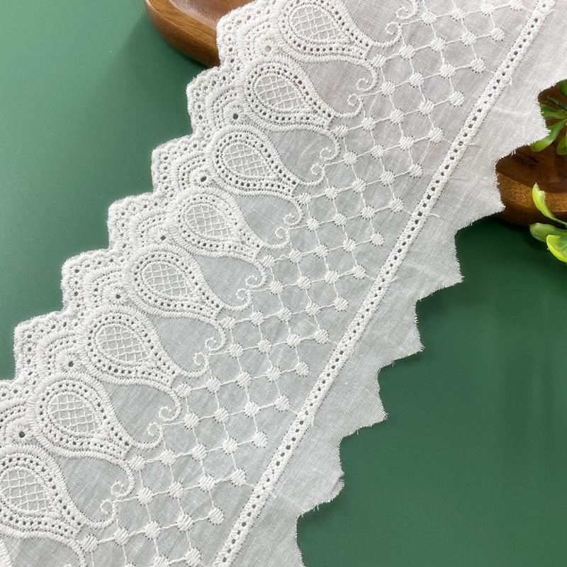 2Meters/lot 11 Cm Wide Palace Gourd Embroidery Pure Cotton White Apricot Black Lace Clothing Sofa Curtain Fabric Lace DIY