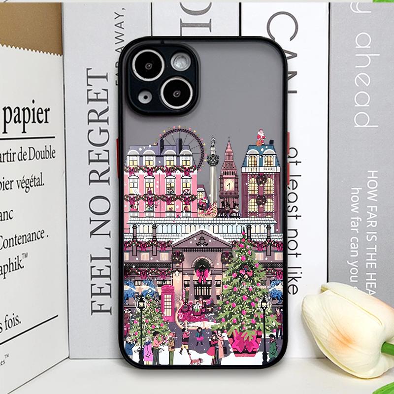 Rural Building Snow Scenery Christmas Phone Case for Samsung Galaxy A36 A56 A55 A54 A53 A52 A51 A50 A15 A14 5G Shockproof Cover