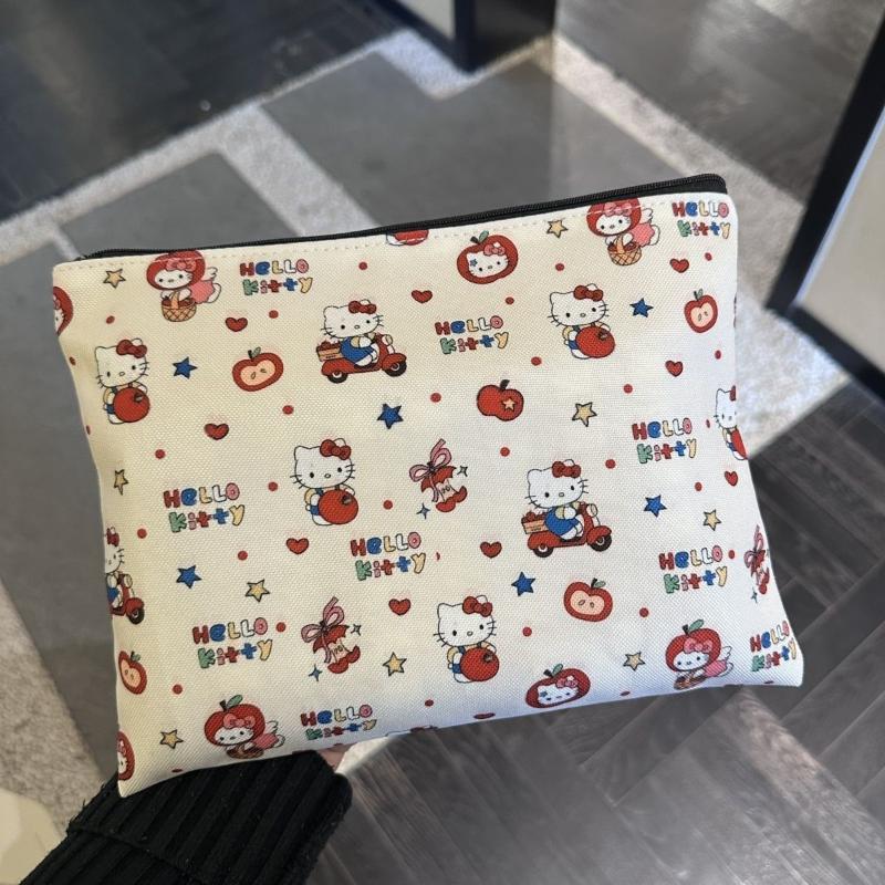 Kawaii Sanrio Hello Kitty Large Capacity Women'S Cosmetic Bags Cute Kt Cat Storage Bag With Zipper Female Travel Clutch Bag