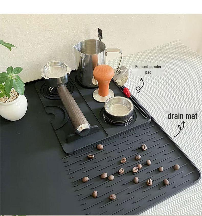Coffee Machine Anti-Slip Silicone Mat: Bar Counter Mat, Draining Mat, Cocktail Strainer, Heat Insulator, Coaster, Tamper Mat.