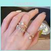 Chic Japanese Inspired Transparent Star Pearl Flower Open Adjustable Ring For Women