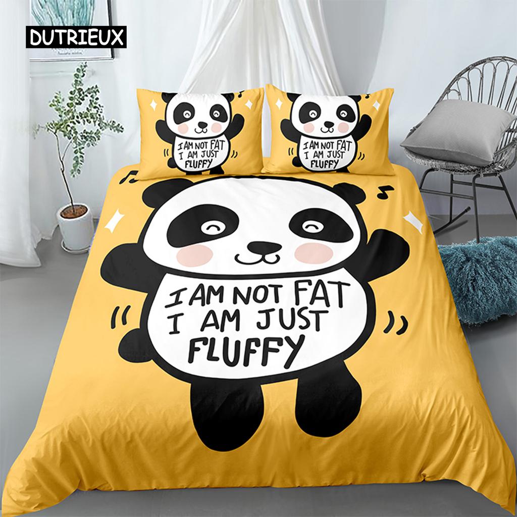 Panda Printed 2/3pcs Bedding Set Bamboo Duvet Cover For Adult Child Bedclothes And Pillowcases Comforter Covers Bed Sets
