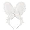 Plush Sweet Rabbit Ears Headband With Elegant Lace And Bowknot Detachable For Cosplay Party And Daily Wear