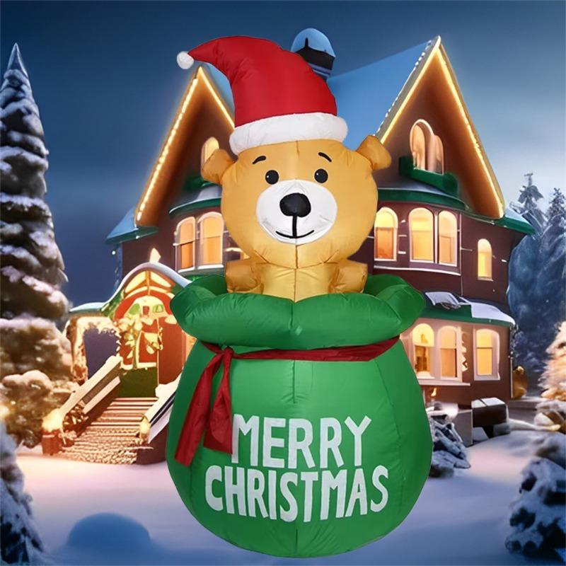 Inflatable Toy Bear In Bag Christmas Inflatable Model Luminous Inflatable Model Christmas Atmosphere Decoration Model