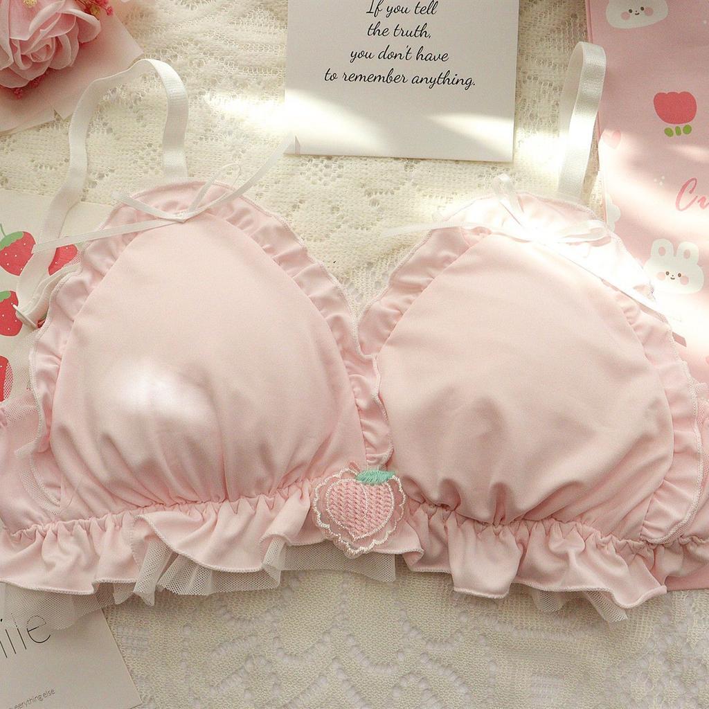 Søte jenter BH Ruffles Solid Enkelt Undertøy Inneroverdeler Hjemmeklær Dame BH BH BH