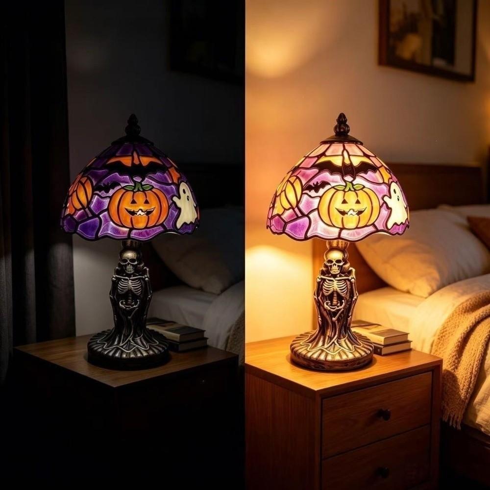 USB Powered Halloween Night Light Handcrafted Halloween Table Lamp Resin Pumpkin Lamp Bedroom