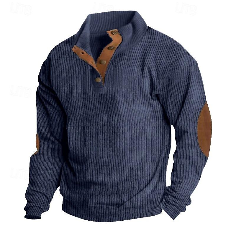 Men's Pullover for Autumn and Winter, Suede Lapel Striped Sweatshirt, Casual Striped Knitted Shirt for Young People