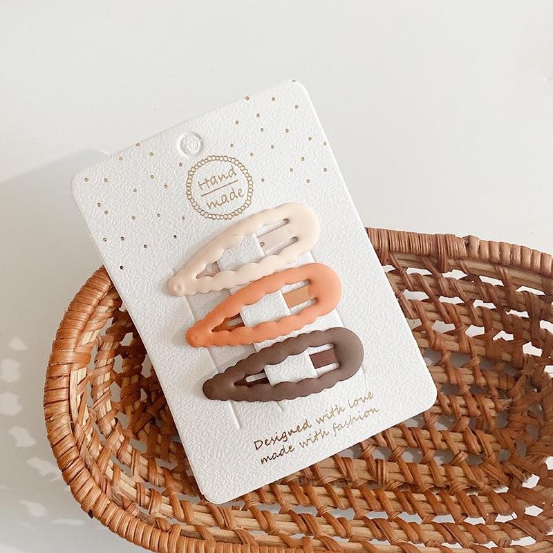 3/4pcs  Frosted Simple Hair Clips for Girls Star Oval Triangle Square Hair Clips Kids Snap Hair Clips Pentagram BB Clip