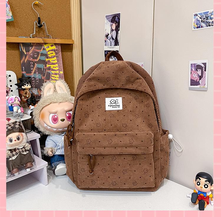 Schoolbag small fresh schoolbag college girl cute thick velvet star printed backpack junior high school large capacity student backpack