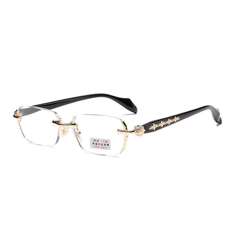 Unisex Rimless Anti-Blue Light Photochromic Glasses for Reading & Myopia