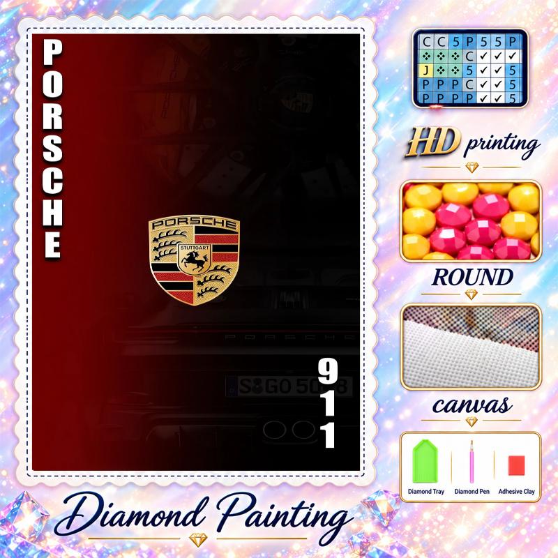 porsche Diamond Painting Kit 5D Full Drill DIY Diamond Mosaic Wall Art Home Decor