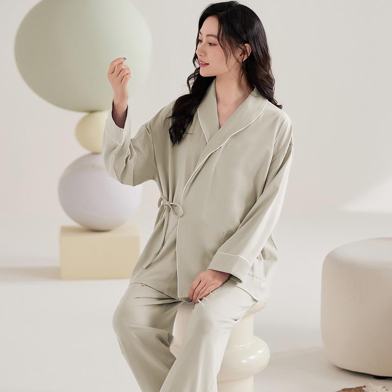 Spring & Autumn Nursing Pajamas for Postpartum Women with Breast Pads