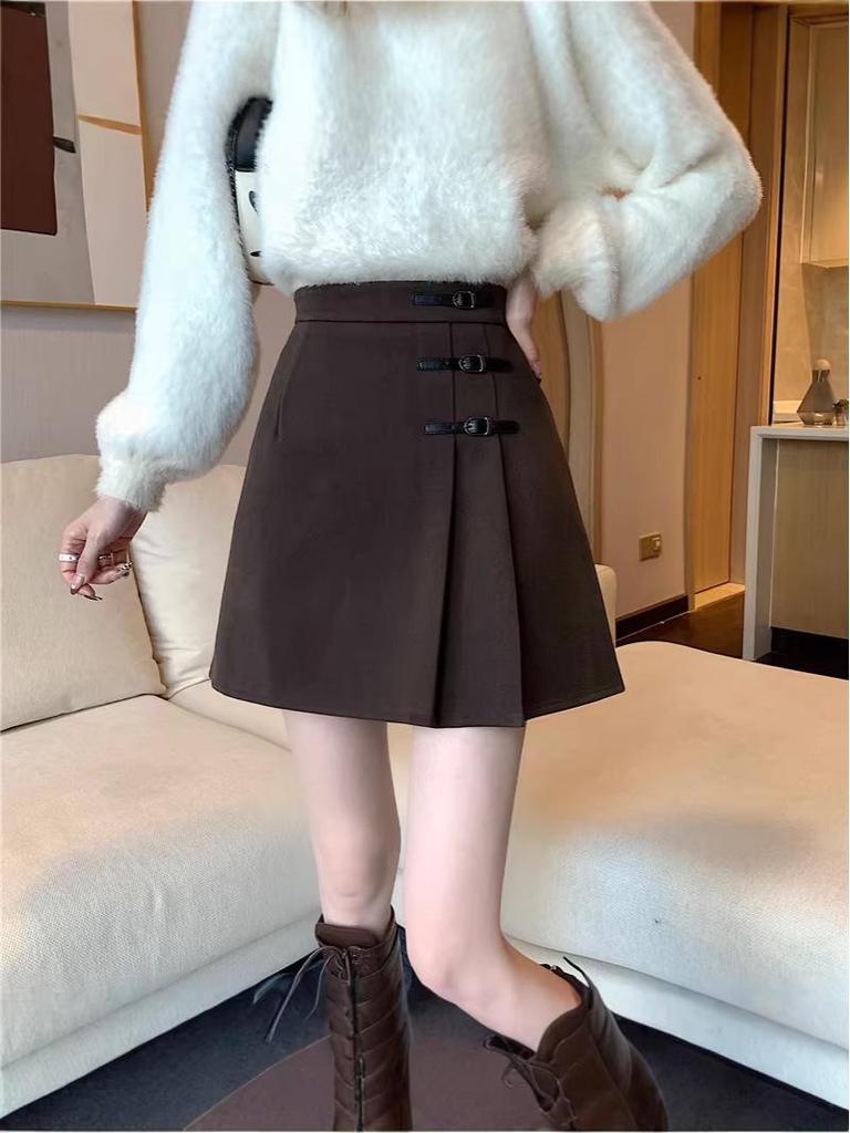 Stylish Retro Plaid Wool Mini Skirt for Plus Size Women - Korean Trendy Design