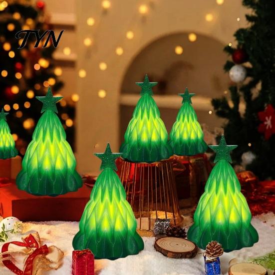 Artificial Christmas Tree Lamp, Light Up Mini Xmas Night Light, Winter Party Ornament Battery Operated Holiday Tabletop Decoration for Indoor