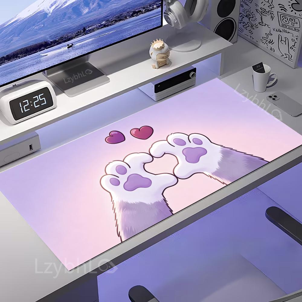 Sevimli Kedi Patileri Mouse Pad XXL Büyük Bilgisayar Ofis Oyun Masa Matları PC Oyun Lastik Kaymaz Mouse Pad'ler Dekor Uzun Masa Pedleri