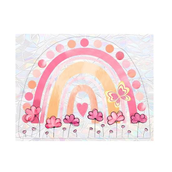 Rainbow Suncatcher Window Cling Colorful Prismatic Flowers Anti-Collision Window Sticker Reusable Static Glass C