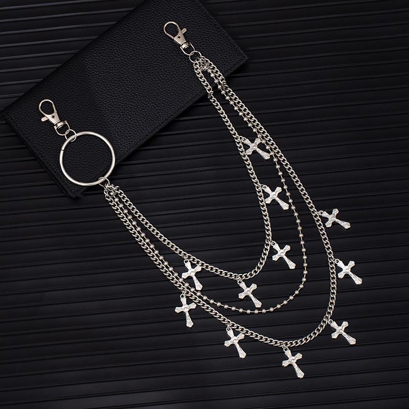 Hip Hop Punk Cross Pendant Waist Chain Fashion Geometric Multi-Layer Metal Chain Men'S And Women'S Pant Chains