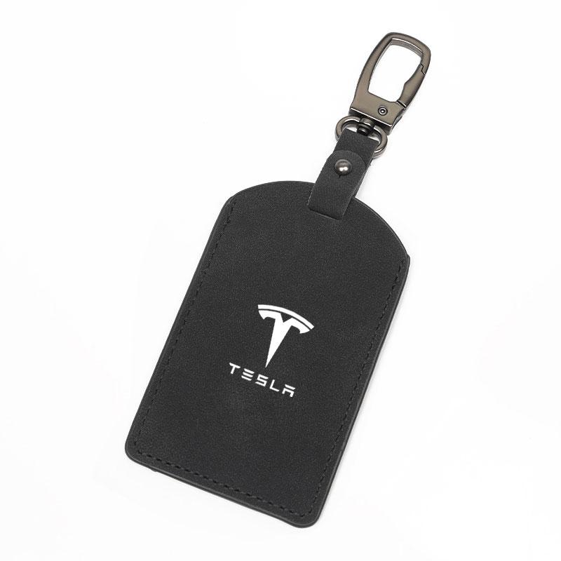 TCFJN1 1Pcs Suede Car Smart Remote Key Card Case Cover Protector Shell Holder Auto Keychain Accessories For Tesla Model 3 Model Y 2020