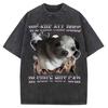 Funny Smoking Dog Cooking Tshrit Vintage Washed Tshirt S Oversized Loose Cotton Harajuku Tee Shirts Casual Streetwear Unisex