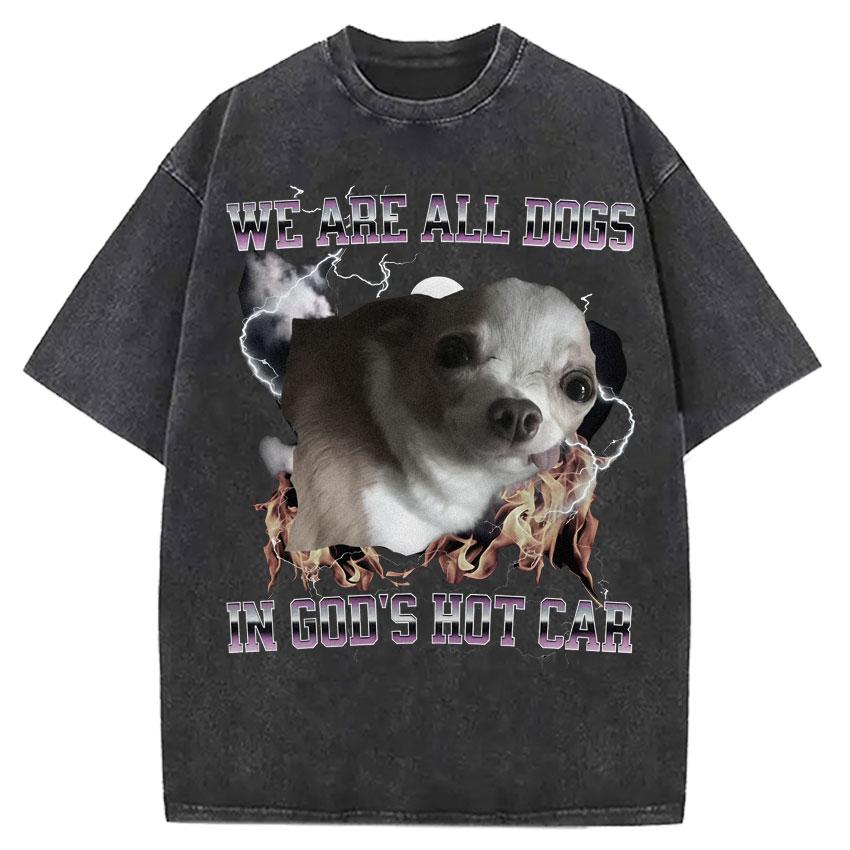 Funny Smoking Dog Cooking Tshrit Vintage Washed Tshirt S Oversized Loose Cotton Harajuku Tee Shirts Casual Streetwear Unisex