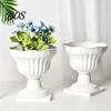 Roman Column Planter White Urn Pot, Tall Vintage Flowerpot, Plastic Decorative Flower Container Plant for Indoor Outdoor Garden Front Porch